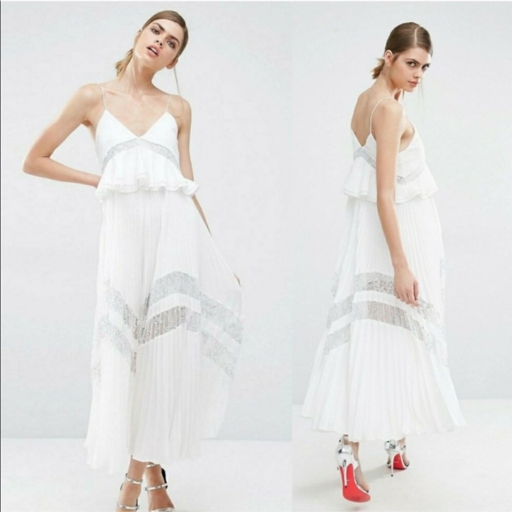 Self Portrait white flowy midi dress